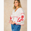 Embroidered Floral Front Tie Cotton Shirt in White - Hauslife