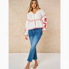 Embroidered Floral Front Tie Cotton Shirt in White - Hauslife