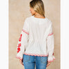 Embroidered Floral Front Tie Cotton Shirt in White - Hauslife