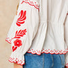 Embroidered Floral Front Tie Cotton Shirt in White - Hauslife