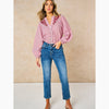 Embroidered Floral Long Sleeve Cotton Shirt in Red - Hauslife