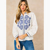 Embroidered Hearts Long Sleeve Cotton Shirt in White - Hauslife
