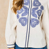 Embroidered Hearts Long Sleeve Cotton Shirt in White - Hauslife
