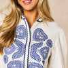 Embroidered Hearts Long Sleeve Cotton Shirt in White - Hauslife
