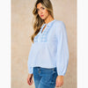 Embroidered Pinstripe Long Sleeve Cotton Shirt - Hauslife