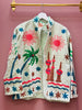 Embroidered Velvet Suzani Jacket - Beige Palms and Sun - Hauslife