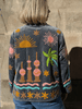 Embroidered Velvet Suzani Jacket - Grey Palms and Sun - Hauslife