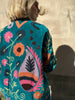 Embroidered Velvet Suzani Jacket - Teal Floral - Hauslife