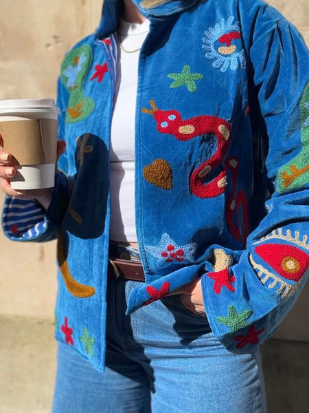Embroidered Velvet Suzani Jacket - The Rodeo - Hauslife
