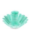 Enamel cupped flower candle holder - Aqua - Hauslife
