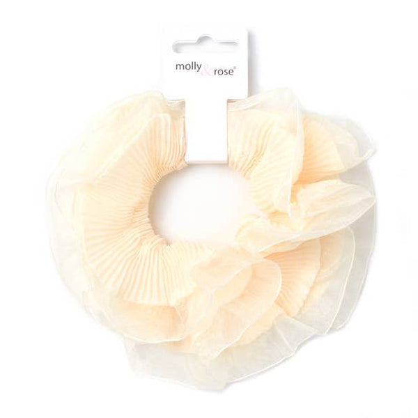 Extra Large - Double layered cream ribbed scrunchie.Dia.16cm - Hauslife