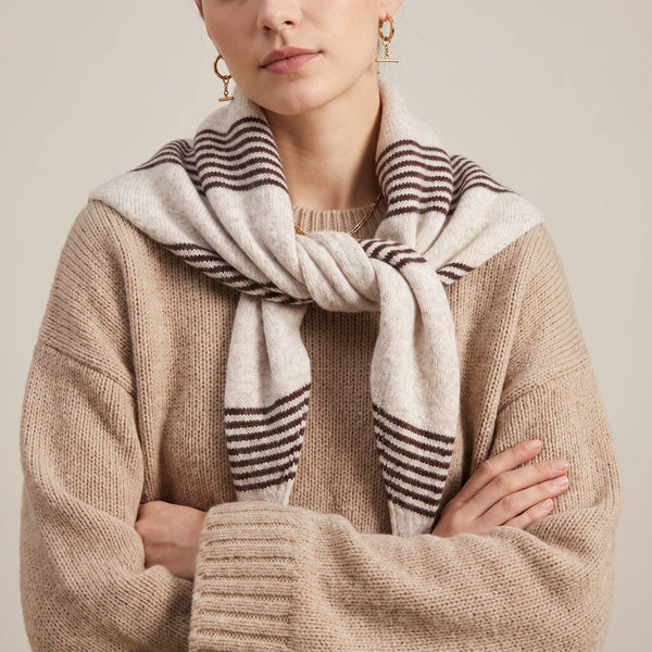 Striped Triangle Heavyweight Scarf in Brown/Beige