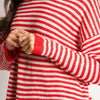 Striped Long Sleeve Italian Wool Blend Jumper in Red/Cream