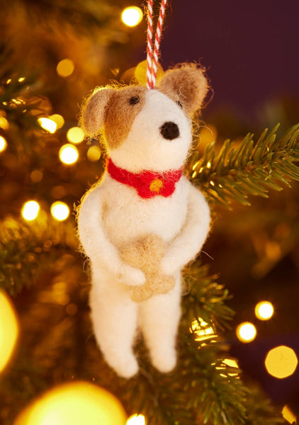 Felt Dog With Bone Decoration - Hauslife
