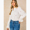 Floral Long Sleeve Double Gauze Cotton White Shirt - Hauslife