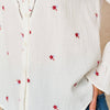 Floral Long Sleeve Double Gauze Cotton White Shirt - Hauslife