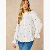 Floral Long Sleeve Double Gauze Cotton White Shirt - Hauslife