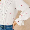 Floral Long Sleeve Double Gauze Cotton White Shirt - Hauslife
