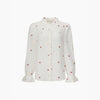 Floral Long Sleeve Double Gauze Cotton White Shirt - Hauslife