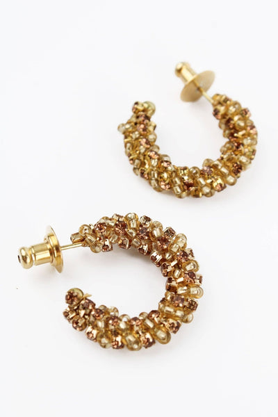 GOLD BEADED MINI HOOPS - Hauslife
