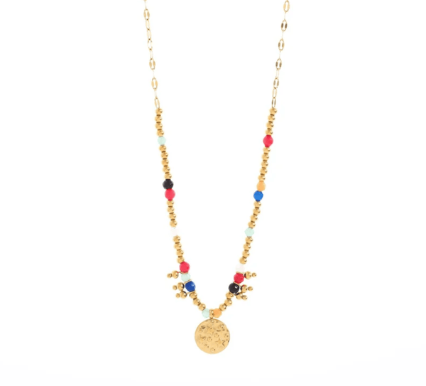 Gold Beaded Star Disc Necklace - Hauslife