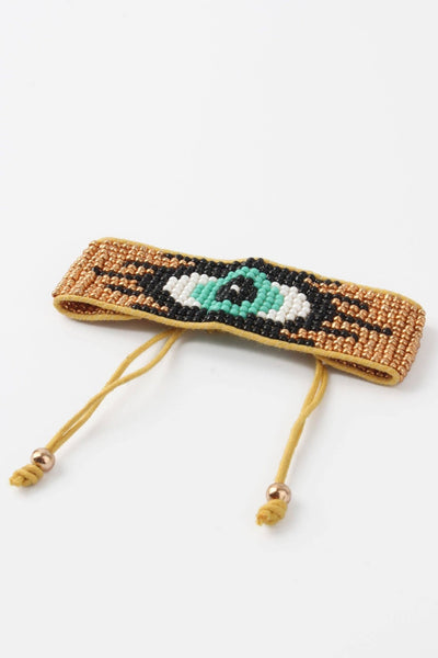 GOLD EVIL EYE BEADED BRACELET - Hauslife