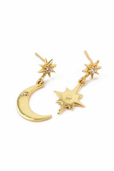 GOLD STAR & MOON ODD EARRING DROPS - Hauslife