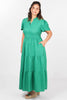 Grandad Collar Tiered Maxi Dress - Green - Hauslife