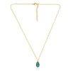 Green Onyx Bezel Set Drop Pendant With Gold Chain Necklace - Hauslife