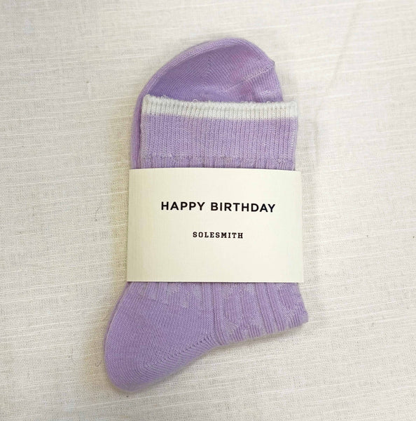 Happy Birthday Spring Lilac Cable Knit Socks - Hauslife