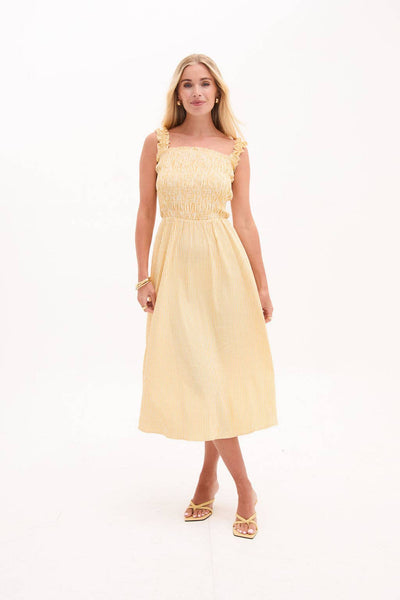 Katie Yellow & White Stripe Dress - Hauslife