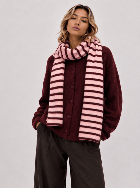 Knit Cardigan with Matching Striped Scarf – AP203 - Hauslife
