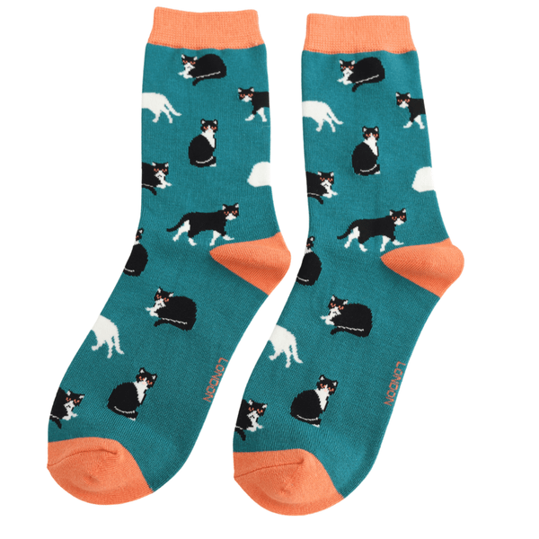 Ladies' Bamboo Socks - Black & White Cats - Hauslife