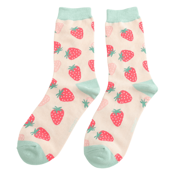 Ladies' Bamboo Socks - Little Strawberries - Hauslife