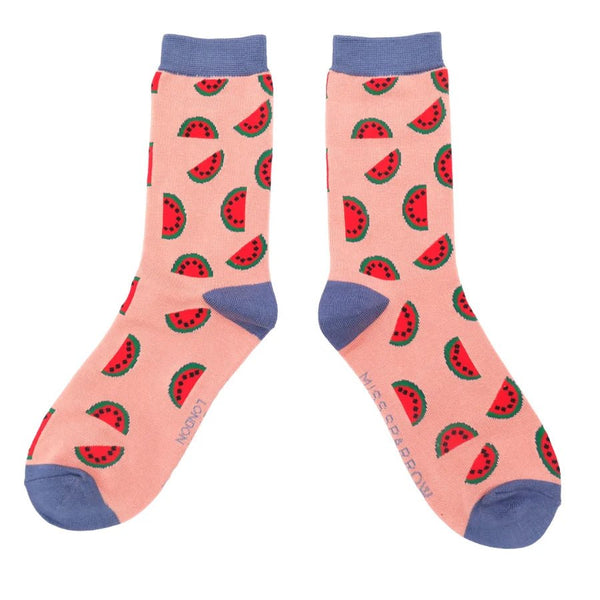 Ladies' Bamboo Socks - Pink Watermelons - Hauslife