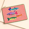 Large Pink Beaded Fish Pouch Bag - Hauslife