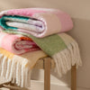 Maisie Checked Tasselled Throw Aqua Blossom - Hauslife