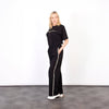 Margot Wide Leg Trouser - Black/Gold, Wavy Stripe - Hauslife