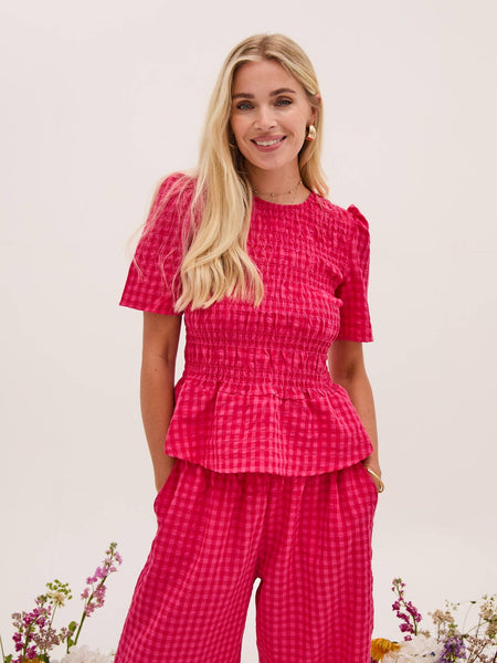 Marina Pink Gingham Peplum Top - Hauslife