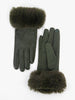 Maya Faux Fur Cuff Gloves - Khaki, PU - Hauslife