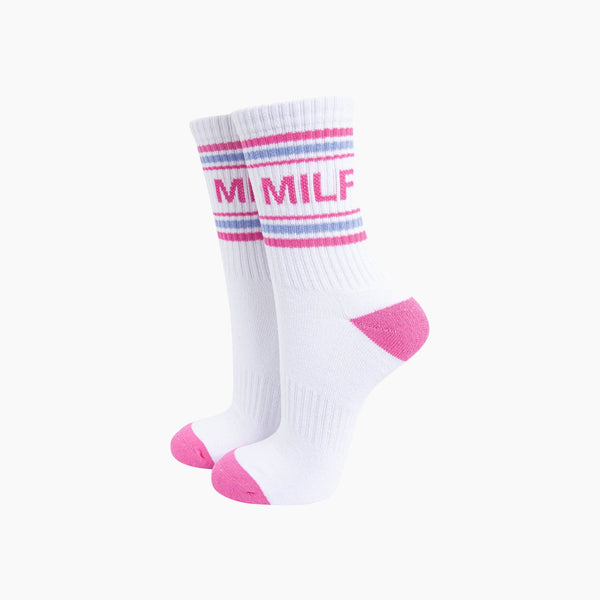 MILF Organic Cotton Sports Socks in White - Hauslife