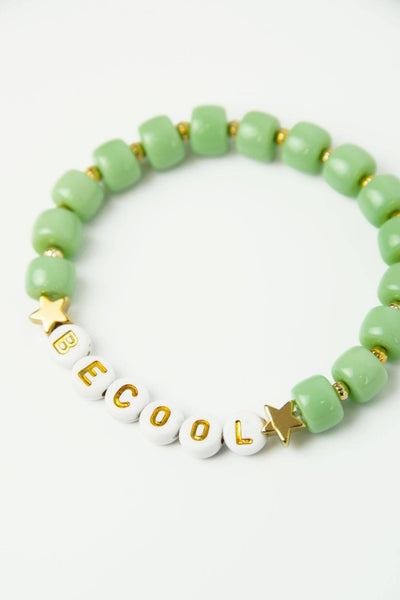 MINT GREEN BEADED BE COOL LETTER BRACELET - Hauslife