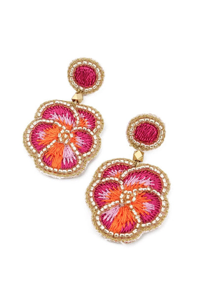 PINK PANSY BEADED EARRINGS - Hauslife