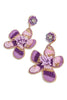 PURPLE FLOWER BEADED EARRINGS - Hauslife