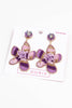 PURPLE FLOWER BEADED EARRINGS - Hauslife
