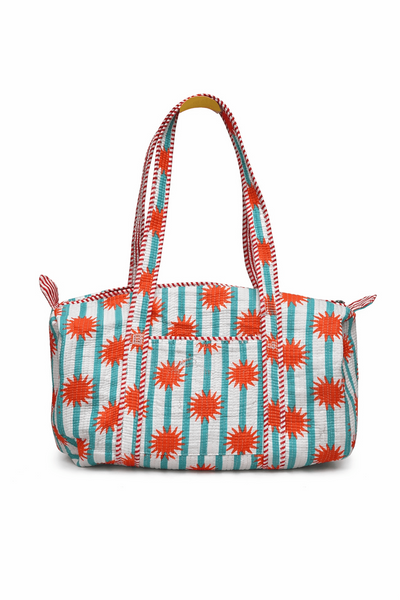 Quilted Cotton Duffel Bag – Sunburst Stripe Print - Hauslife