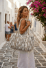 Quilted Cotton Duffel Bag – Taupe & White Sunburst Print - Hauslife
