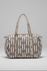 Quilted Cotton Duffel Bag – Taupe & White Sunburst Print - Hauslife