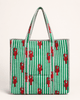 Quilted Cotton Tote Bag – Green Stripe Lobster - Hauslife
