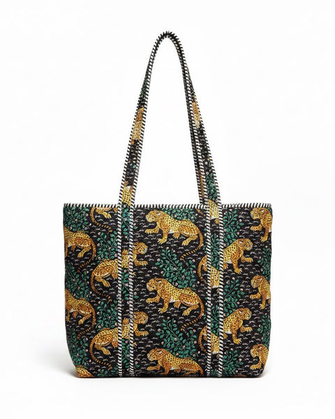 Quilted Cotton Tote Bag – Jaguars in the Jungle - Hauslife